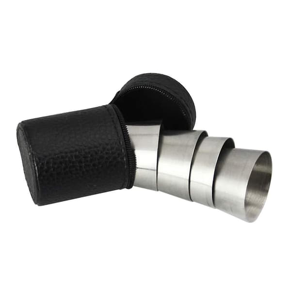 4x Små rustfri stålglas med opbevaring