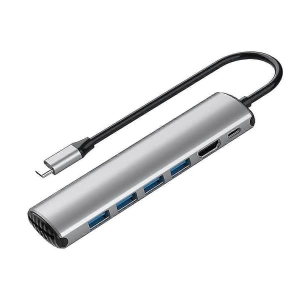 USB C Hub-adapter, 8-i-1 USB C-dokkingstasjon med USB C-lading, 4 USB 3.0 USB-A-porter, SD/TF-kort