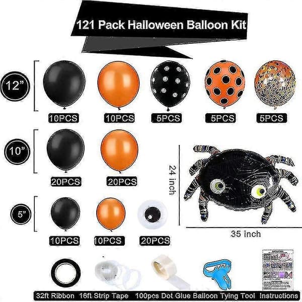 Halloween Latex Ballonsæt 121 stk.