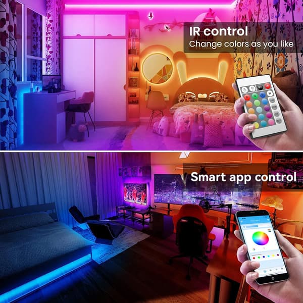 LED-strips 5050 RGB-12, med 24-knapps Bluetooth-fjernkontroll (15 meter)