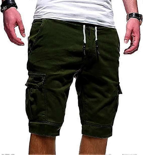 Cargo-shorts til mænd, afslappede sommer-shorts til mænd, afslappede patchwork-lommer, overalls, sports-værktøjsshorts [J]