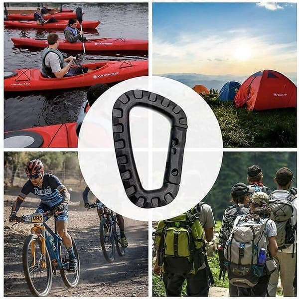 5-pack plastkarbinhakar - Svart - D-formad [XR][J]