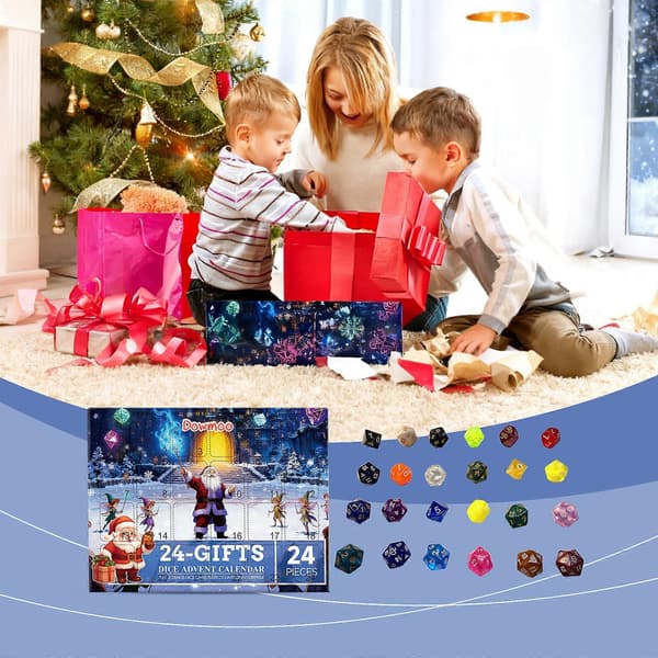 DOWMOO 24PCS Julnedräkning Adventskalender Tärning Blindlåda Akryl Julklapp[J] MultiColor