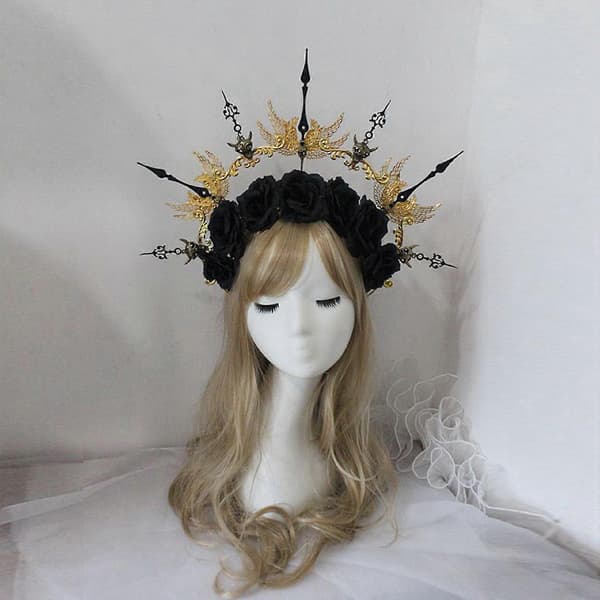 Festival Hårtilbehør Kvinner Studenter Halloween Hårbånd Cosplay Engel Aureole Form Hodebånd Forestillinger Hårring[J] TS 8 2 gold black ne