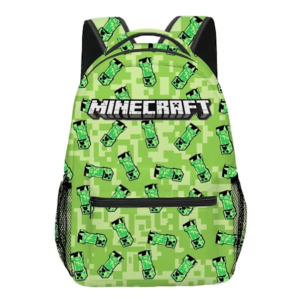 Kompatibel Minecraft Rygsæk Til Drenge | Sort Skolerygsæk Til Børn | Grøn Creeper Zombie Skelet Enderman & Huleedderkop E