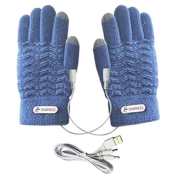 Vinter Full Finger Strikkede Varmhansker 45°C USB Oppladbart Termisk Utstyr for Kvinner