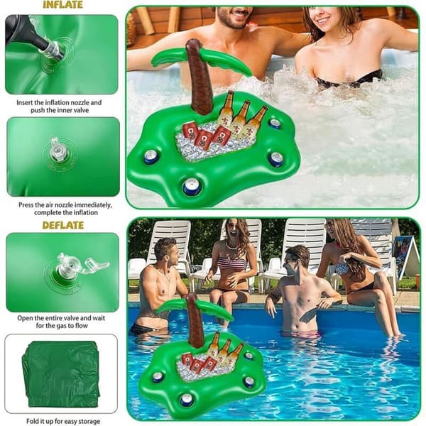 Oppustelig kopholder til pool. 4 huller. Oppusteligt pooltilbehør. Perfekt til en strandfest.