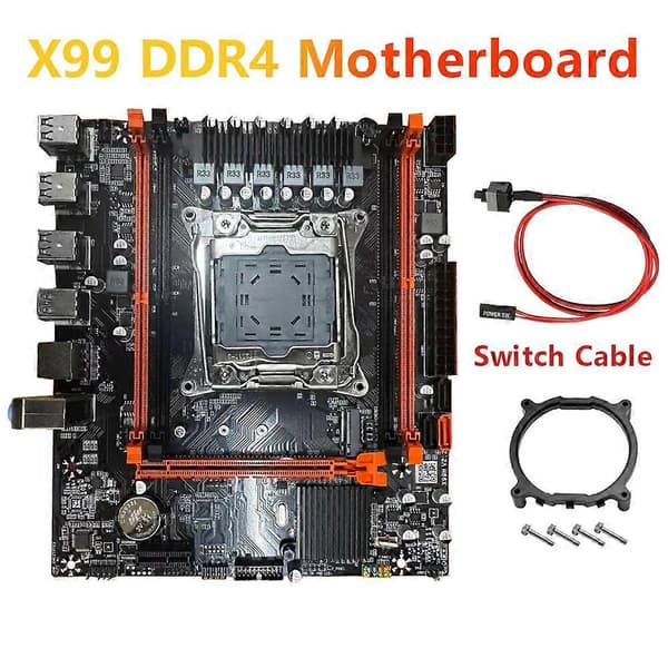 X99 D4 Stationär Moderkort+Switch Kabel B85 LGA2011-3 4X DDR4 REG ECC RAM-platser M.2 PCIE SATA3.0 X99 Spelmoderkort[J]