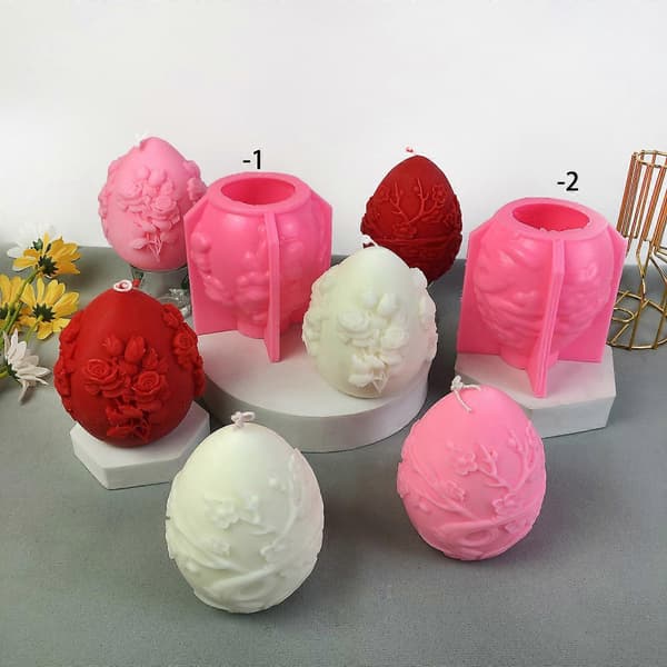 Påskeæg Silikoneform DIY Vokslysforme Aromaterapi Støbeform Håndlavede Festlige Lysforme Ornament[J] 2