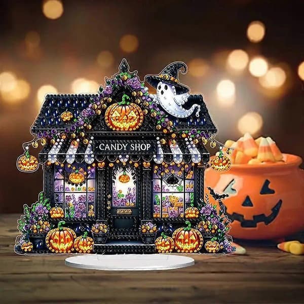 Halloween Diamant Maleri Ornament Spøgelse 5cm C24070