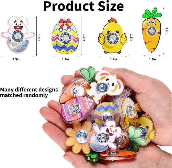 24 st påskfidget spinner-leksaker, mini finger-spinners i bulk, påskäggsfyllare, korgfyllare, klassrumspriser för barn[J] 24Pcs