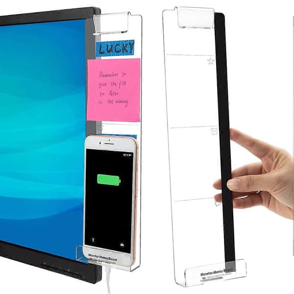 2-pak computer-skærm memo-tavle multifunktionel opslagstavle gennemsigtigt sidepanel til computerbord[J] White