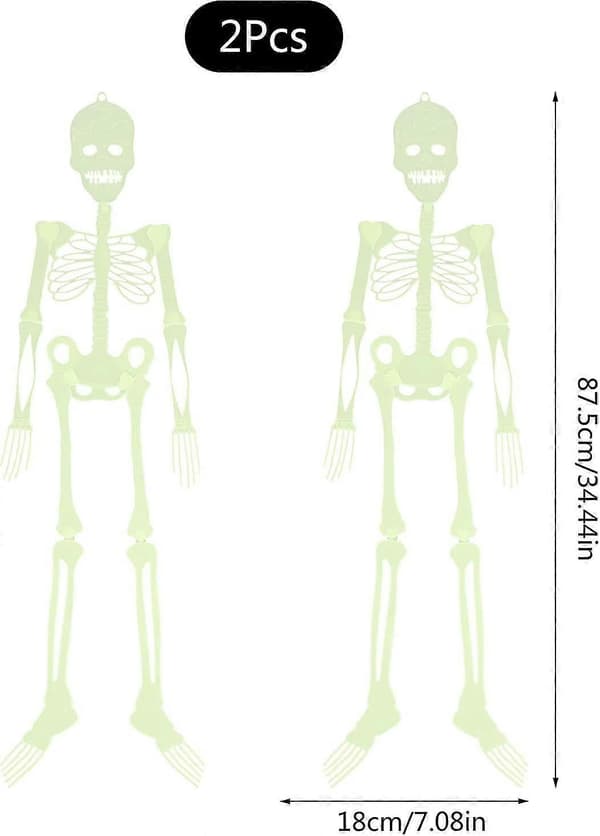 Lysende Skelet Dekorationer 2 stk 90cm til Halloween Festpynt