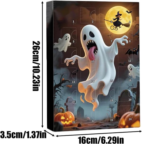 Halloween-adventskalender med samleobjekt spøkelsesgnom-figur (24 dager), for gutter og jenter (J)
