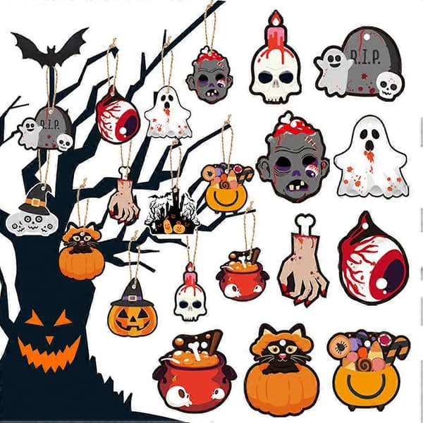 Halloween hængepynt papirdekoration til væg 8 sæt[J]