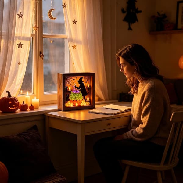 Generisk Halloween LED-lysboks, skræmmende samleobjekt (J)