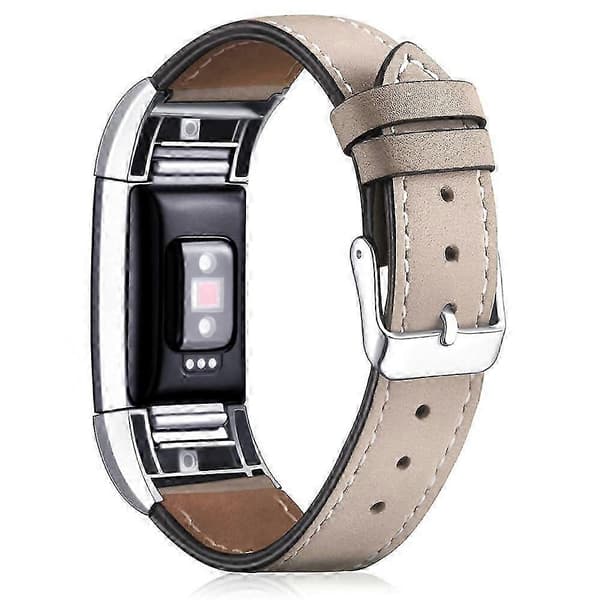 För Fitbit Charge 2 Äkta Läder Klockarmband Ersättningsarmband - Kaffe [jkw][J] Multicolor Beige