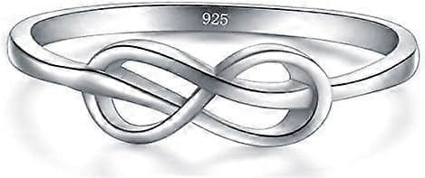Ringar för kvinnor - 925 Infinity Sterling Silver Ringar - Knutring - Infinity Form Silverring - Klassisk present för speciella tillfällen - 2mm Storlek[J]