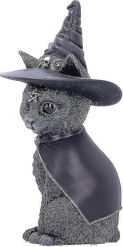 Sort Heksehat Kat Figur - Halloween Dekoration Ornament
