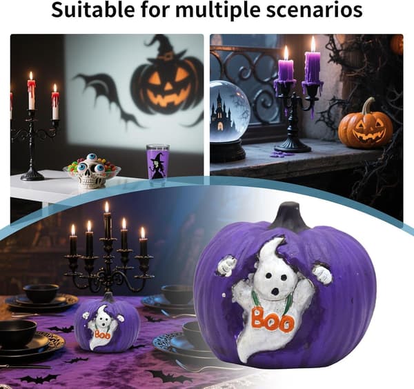 Samleobjekt Halloween-dekorasjon: skummelt gresskar, rekvisitt, spøkelsesgresskarfigur (J)