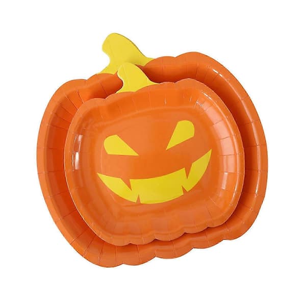 10 delar/set Halloween Pumpa Papperstallrik Bricka Heminredning Middagstallrik[J] S