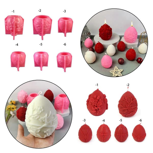 Påskeegg Silikonform DIY Vokslysformer Aromaterapi Støpeform Håndlagde Festlige Lysformer Ornament[J] 2