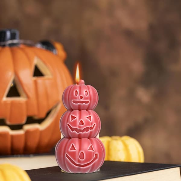 Genanvendelig og festlig græskarform til stearinlys, multifunktionel, lavet af silikone, til Halloween-dekorationer, chokolade (J)