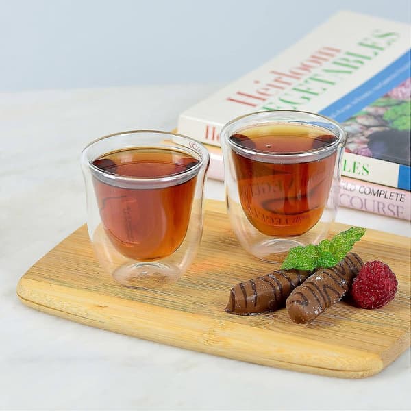Espressokoppar 4-pack 80ml Dubbelväggiga Termoisolerade Kaffekoppar i Glas
