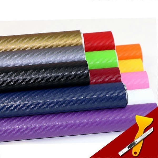 Lilla 3D karbonfiber vinylfolie sølv trim interiørtilbehør