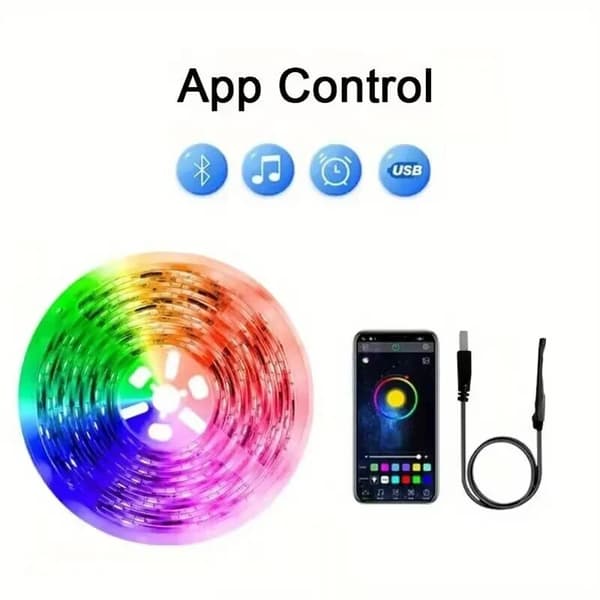LED-strips 5050 RGB-12, med Bluetooth-fjernkontroll (20 meter)