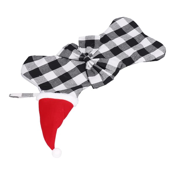 Juletrepynt Polyester Grids Mønster Julehengende Strømpeanheng Barnegavepose[J] Black White