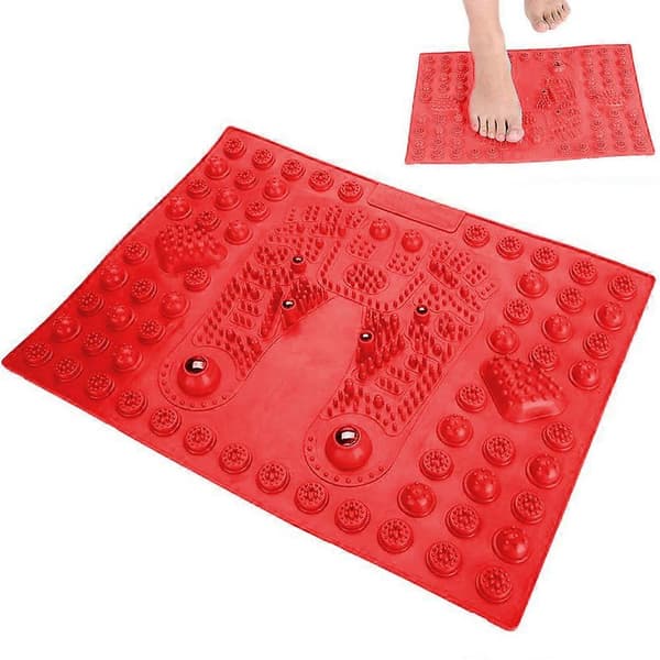 Massage Mat Wonder, överlappande noder, överlägsen dränering, idealisk för badrumsanvändning Red