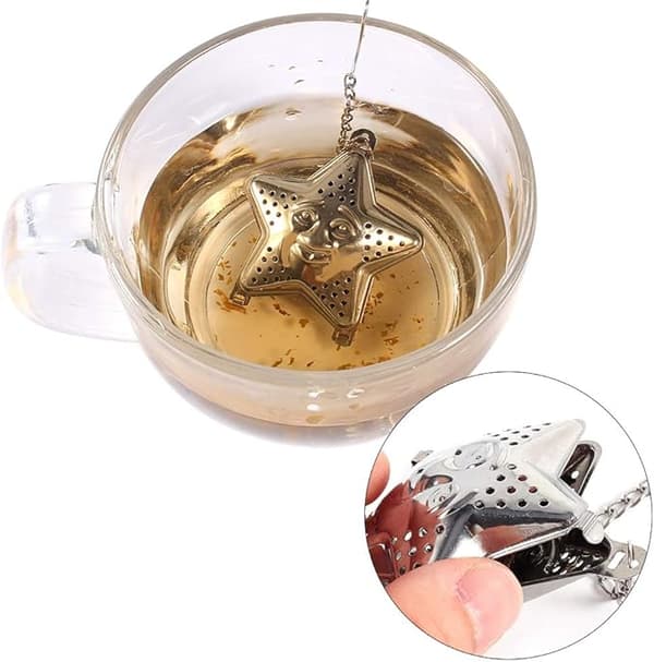 Te-infuser, tekugle i rustfrit stål, si til løse teblade, sød rustfri stål S