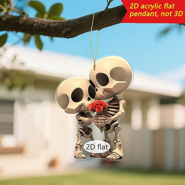 Halloween dödskalle 2D akrylhänge backspegelprydnad (JJ)