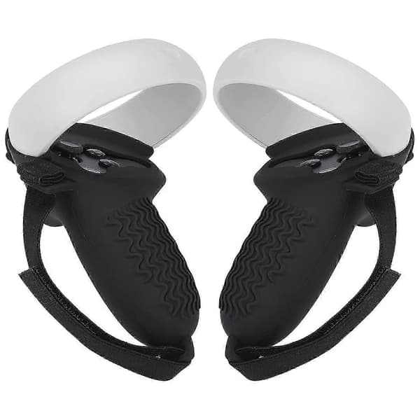 Silikonkontrollskydd för Oculus Quest 2 med halkfritt grepp och justerbar handrem Black