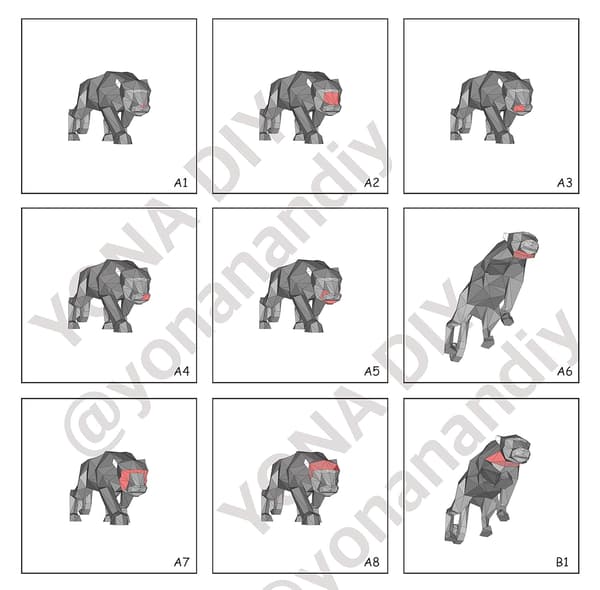 pc Panter, DIY Papperskonst Kit, Pappersleopard, Dekoration, Hem