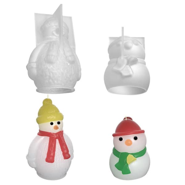 Jule snemand dekoration 3D stearinlysform DIY stearinlys epoxyform håndlavede stearinlys aroma voks sæbeforme til dekorationer[J] B