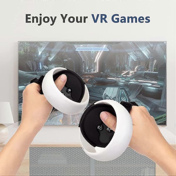 Silikonkontrollerdeksel til Oculus Quest 2 med sklisikkert grep og justerbar håndstropp Black