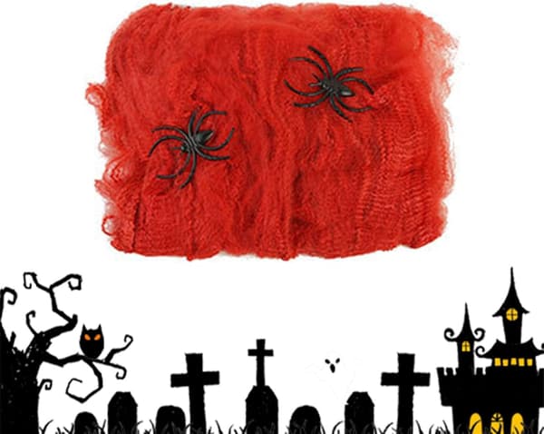 Halloween gotisk spindelvev (10*15 cm), sterk vedheft, realistisk og multifunksjonelt festtilbehør (J)