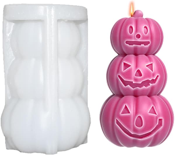 Genanvendelig og festlig græskarform til stearinlys, multifunktionel, lavet af silikone, til Halloween-dekorationer, chokolade (J)