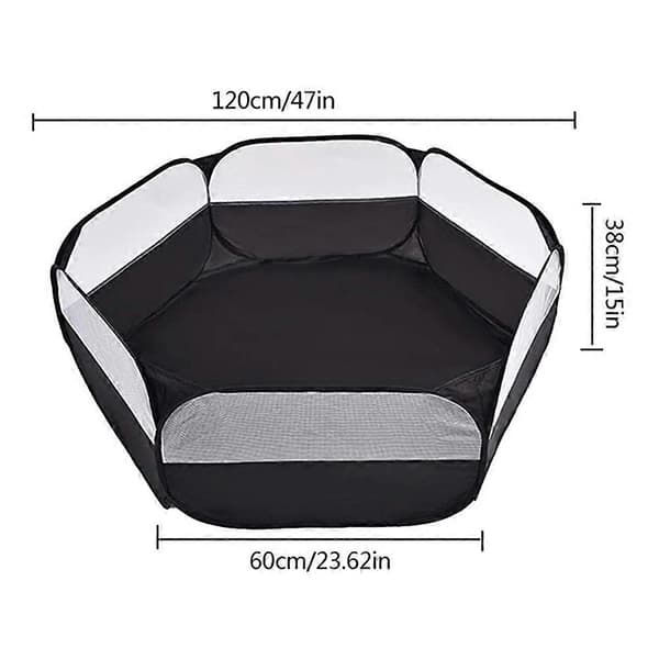 Bärbar ventilerande transparent lekhage Black
