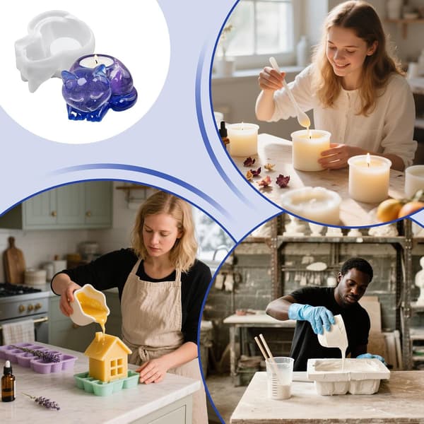 Silikone lysform, kreativ katteform, DIY silikone katte lysform (J)