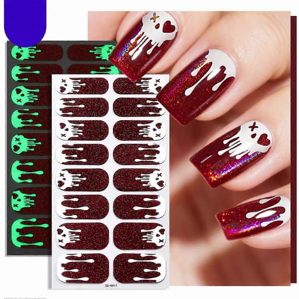 Selvlysende Halloween-negledesign - Neglefoliesett