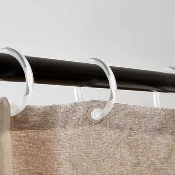 Duschdraperiringar - 12-pack - Duschdraperikrokar i plast O-formade ringar glider lätt på badrumsduschstången (klar)