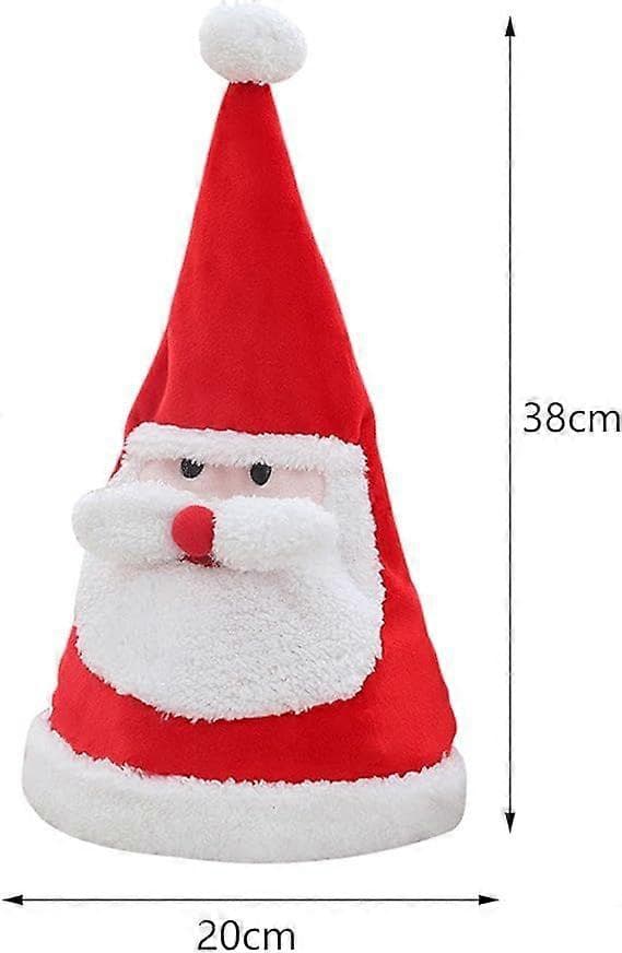 Tomteluva Julhatt Sjunger och Dansar Rör sig och Sjunger Elektriska Jultillbehör för Julklapp