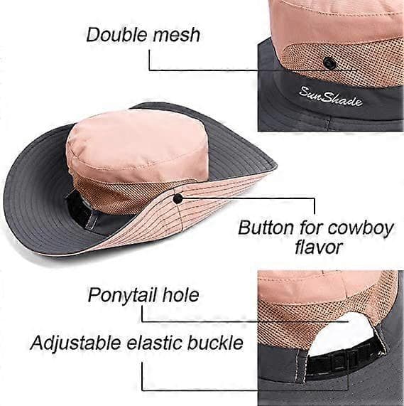 Solhatte Bred Skygge Spand Mesh Boonie Strand Fiskehat UV-beskyttelse til Kvinder