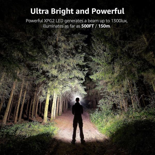 [2-pakning] Supersterk LED-hodelykt med 6 lysmoduser, for sykling, løping, camping for barn og voksne [batteri][XR][J]