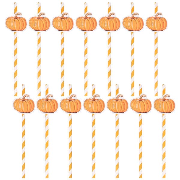 Halloween papperssugrör pumpa pappersrandiga sugrör för dekoration 40 st