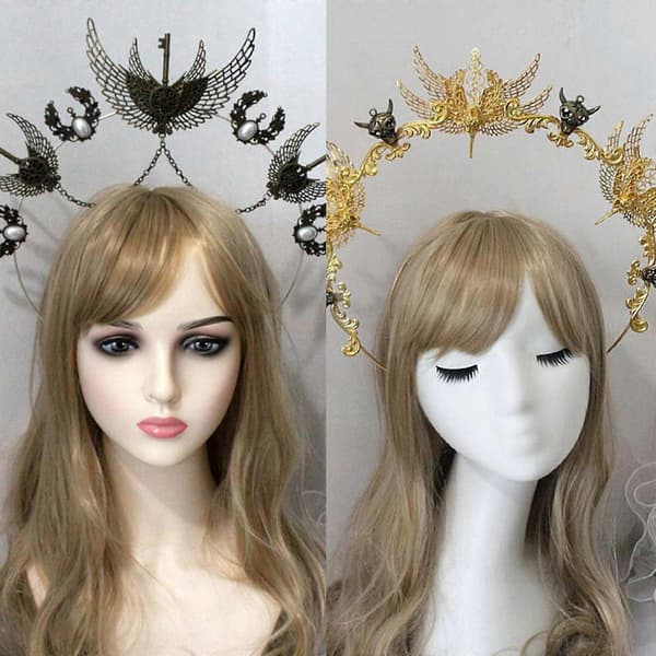 Festival Hårtilbehør Kvinner Studenter Halloween Hårbånd Cosplay Engel Aureole Form Hodebånd Forestillinger Hårring[J] TS 8 1 gold material