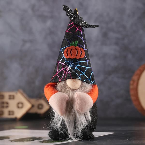 Lett Spider Gresskar Gnome Ornament Halloween Dekorasjon